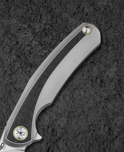 BESTECH SAMBAC BT2402C 3.62" M-cut Blade Titanium Marble Carbon Fiber Inlay Handle
