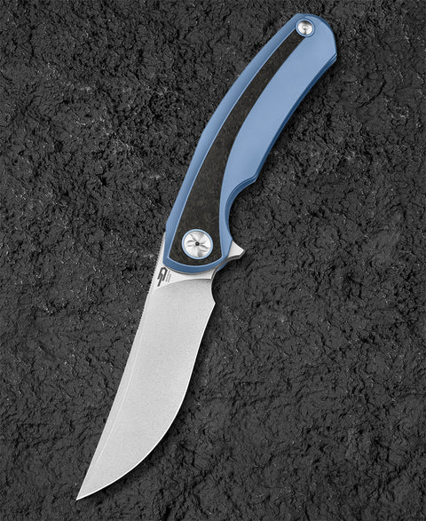 BESTECH SAMBAC BT2402D 3.62" M-cut Blade Titanium Marble Carbon Fiber Inlay Handle