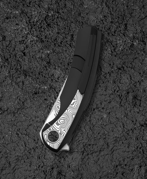 BESTECH SAMBAC BT2402E 3.62" Damasteel Blade Titanium Damasteel Inlay Handle