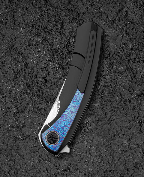 BESTECH SAMBAC BT2402F 3.62" Damasteel Blade Titanium Timascus Inlay Handle