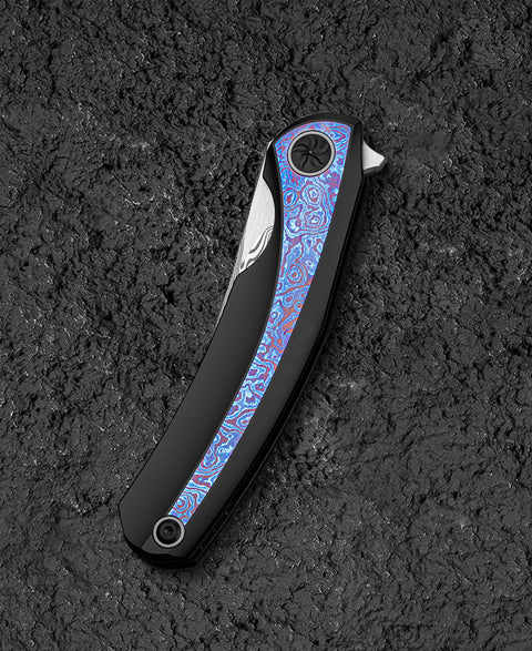 BESTECH SAMBAC BT2402F 3.62" Damasteel Blade Titanium Timascus Inlay Handle