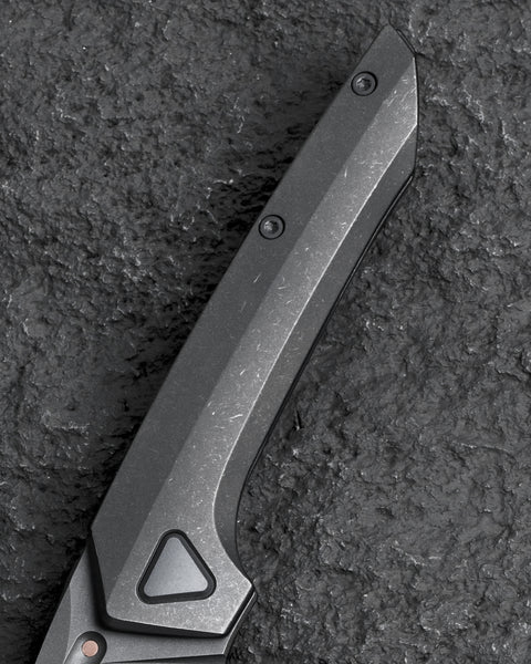 BESTECH VK-NAVI BT2404B Dark Bead Blast Titanium Handle: 3.287" Dark Bead Blast Stone Wash M-CUT Blade