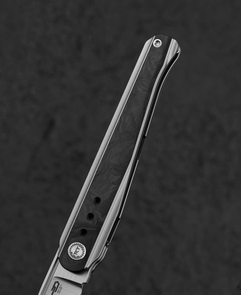 BESTECH SPEAR PHISHER BT2405A 3.48" M390 Blade Titanium+ Marble Carbon Fiber Handle