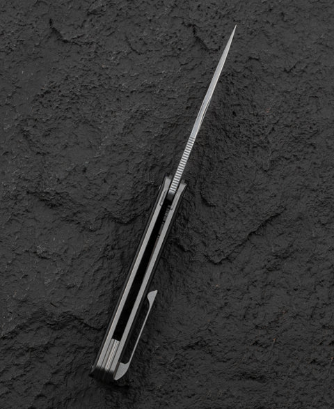 BESTECH SPEAR PHISHER BT2405A 3.48" M390 Blade Titanium+ Marble Carbon Fiber Handle