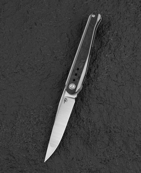 BESTECH SPEAR PHISHER BT2405A 3.48" M390 Blade Titanium+ Marble Carbon Fiber Handle