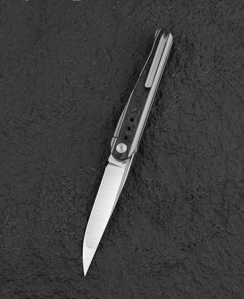 BESTECH SPEAR PHISHER BT2405A 3.48" M390 Blade Titanium+ Marble Carbon Fiber Handle