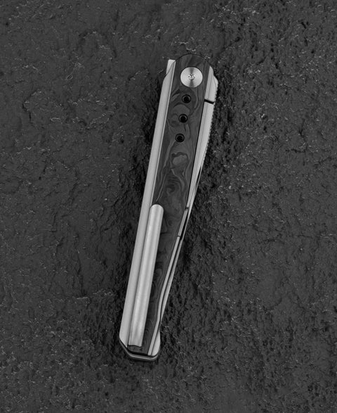 BESTECH SPEAR PHISHER BT2405A 3.48" M390 Blade Titanium+ Marble Carbon Fiber Handle