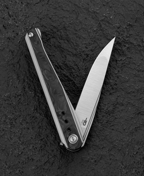 BESTECH SPEAR PHISHER BT2405A 3.48" M390 Blade Titanium+ Marble Carbon Fiber Handle
