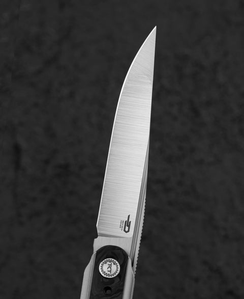 BESTECH SPEAR PHISHER BT2405A 3.48" M390 Blade Titanium+ Marble Carbon Fiber Handle