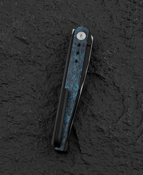 BESTECH SPEAR PHISHER BT2405C 3.48" M390 Blade Titanium+ Blue Carbon Fiber Handle