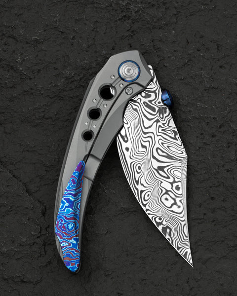 BESTECH RAZON BT2406E 3.87" Damasteel Blade Titanium Handle