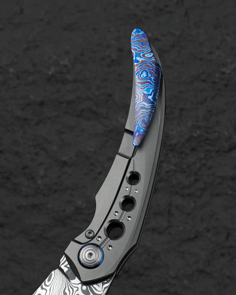 BESTECH RAZON BT2406E 3.87" Damasteel Blade Titanium Handle