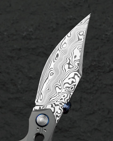 BESTECH RAZON BT2406E 3.87" Damasteel Blade Titanium Handle
