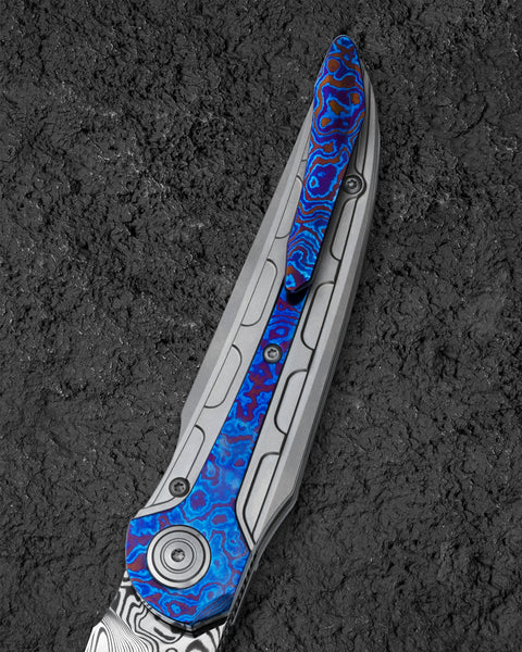 BESTECH PRYDWEN BT2409E 3.68" Damasteel Blade Titanium Handle