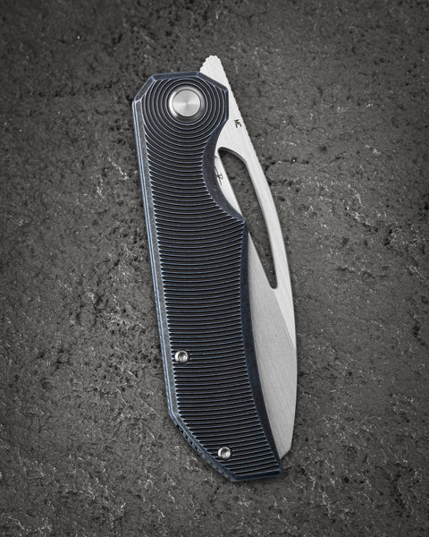 BESTECH TAIPAN BT2503D-L Titanium Handle: 3.73" Hollow Grinds MC Blade Frame Lock (Left-Hand Version)
