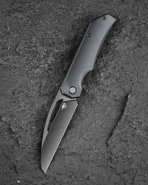 BESTECH TAIPAN BT2503E Titanium Handle: 3.73" Hollow Grinds MC Blade Frame Lock