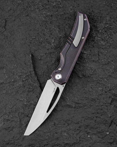 BESTECH TAIPAN BT2503H Titanium Handle: 3.73" Hollow Grinds MC Blade Frame Lock