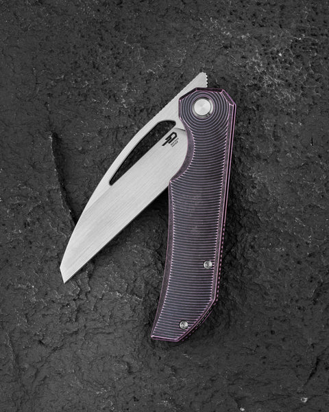 BESTECH TAIPAN BT2503H Titanium Handle: 3.73" Hollow Grinds MC Blade Frame Lock
