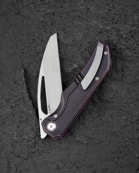 BESTECH TAIPAN BT2503H Titanium Handle: 3.73" Hollow Grinds MC Blade Frame Lock
