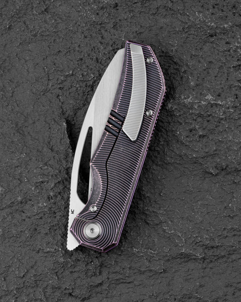 BESTECH TAIPAN BT2503H Titanium Handle: 3.73" Hollow Grinds MC Blade Frame Lock