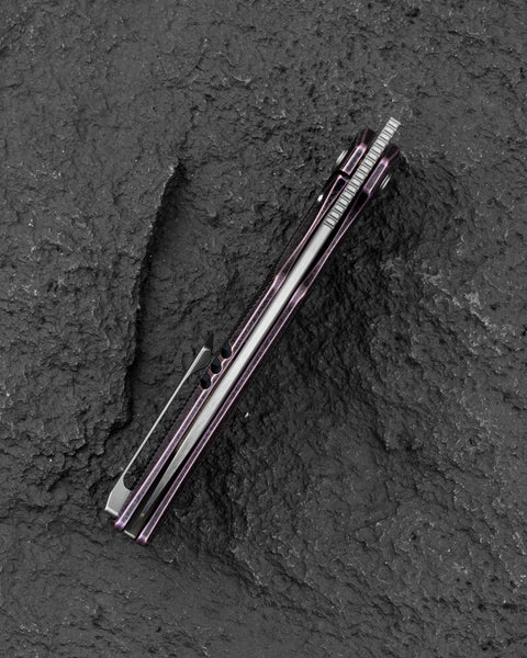 BESTECH TAIPAN BT2503H Titanium Handle: 3.73" Hollow Grinds MC Blade Frame Lock