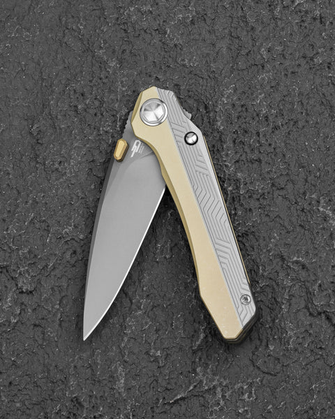 BESTECH WET NELLIE BT2505D Titanium Handle: 3.53" MC Blade Button Frame Lock