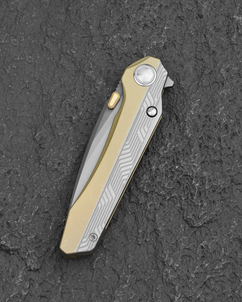 BESTECH WET NELLIE BT2505D Titanium Handle: 3.53" MC Blade Button Frame Lock