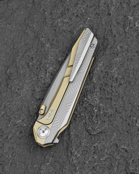 BESTECH WET NELLIE BT2505D Titanium Handle: 3.53" MC Blade Button Frame Lock