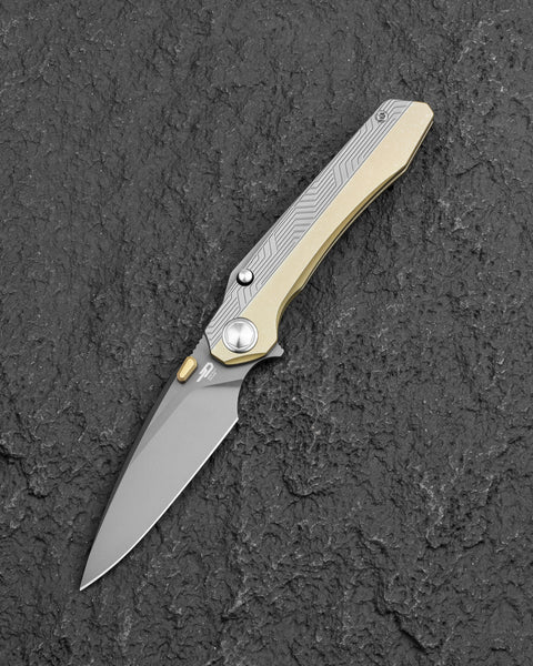 BESTECH WET NELLIE BT2505D Titanium Handle: 3.53" MC Blade Button Frame Lock