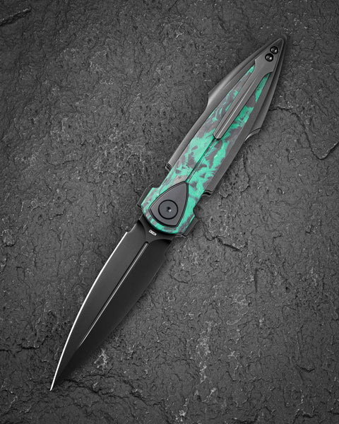 BESTECH IKA DAGGER BT2602D Titanium + GID Marble Carbon Fiber Inlays Handle: 3.90" M390 Blade, Liner Lock, Integral Knife