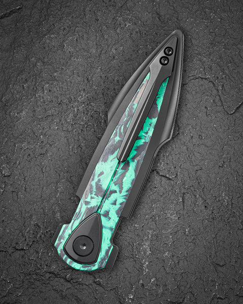 BESTECH IKA DAGGER BT2602D Titanium + GID Marble Carbon Fiber Inlays Handle: 3.90" M390 Blade, Liner Lock, Integral Knife