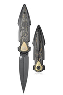 BESTECH IKA DAGGER BT2602E Titanium + Gold Marble Carbon Fiber Inlays Handle: 3.90