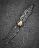 BESTECH IKA DAGGER BT2602E Titanium + Gold Marble Carbon Fiber Inlays Handle: 3.90