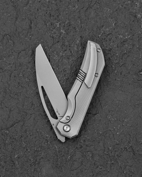 BESTECH MINI TAIPAN BT2603A Titanium Handle: 3.25'' Hollow Grinds MC Blade