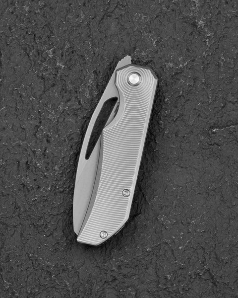 BESTECH MINI TAIPAN BT2603A Titanium Handle: 3.25'' Hollow Grinds MC Blade