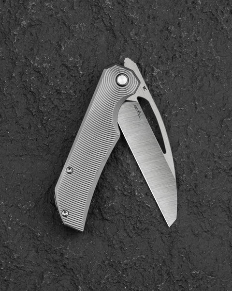 BESTECH MINI TAIPAN BT2603C-L Titanium Handle: 3.25'' Hollow Grinds MC Blade (Left-Hand Version)
