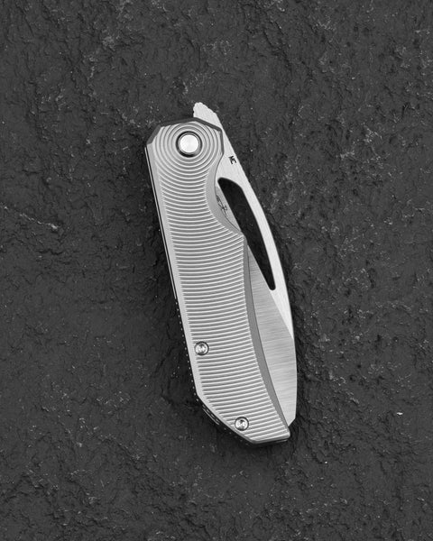 BESTECH MINI TAIPAN BT2603C-L Titanium Handle: 3.25'' Hollow Grinds MC Blade (Left-Hand Version)