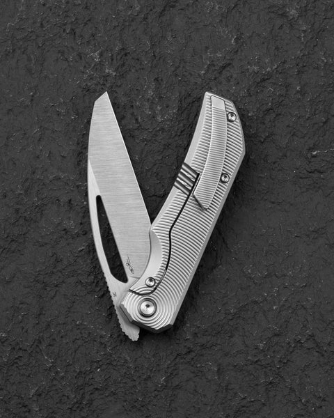 BESTECH MINI TAIPAN BT2603C Titanium Handle: 3.25'' Hollow Grinds MC Blade