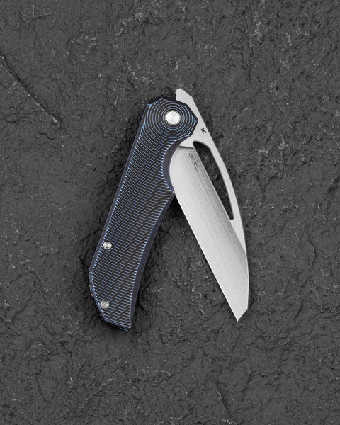 BESTECH MINI TAIPAN BT2603D-L Titanium Handle: 3.25'' Hollow Grinds MC Blade (Left-Hand Version)