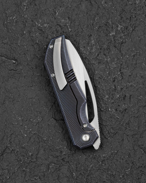 BESTECH MINI TAIPAN BT2603D-L Titanium Handle: 3.25'' Hollow Grinds MC Blade (Left-Hand Version)