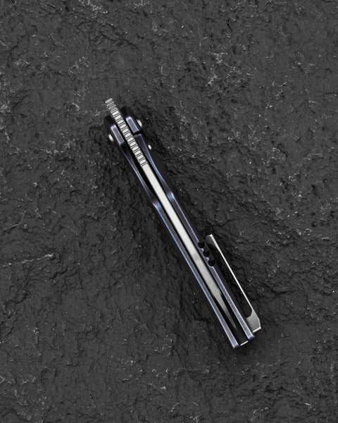 BESTECH MINI TAIPAN BT2603D-L Titanium Handle: 3.25'' Hollow Grinds MC Blade (Left-Hand Version)