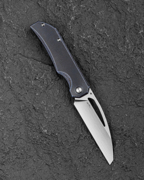 BESTECH MINI TAIPAN BT2603D-L Titanium Handle: 3.25'' Hollow Grinds MC Blade (Left-Hand Version)