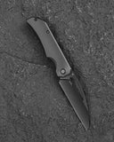 BESTECH MINI TAIPAN BT2603E-L Titanium Handle: 3.25'' Hollow Grinds MC Blade (Left-Hand Version)