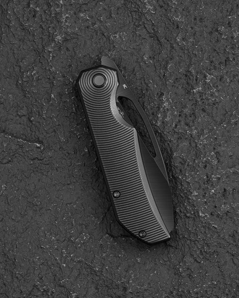 BESTECH MINI TAIPAN BT2603E-L Titanium Handle: 3.25'' Hollow Grinds MC Blade (Left-Hand Version)