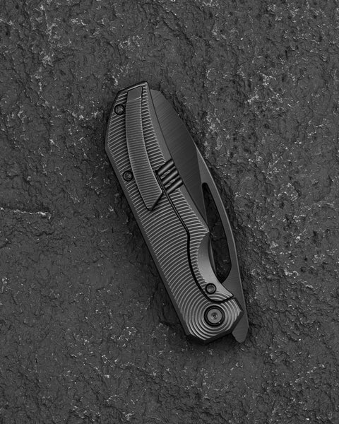 BESTECH MINI TAIPAN BT2603E-L Titanium Handle: 3.25'' Hollow Grinds MC Blade (Left-Hand Version)