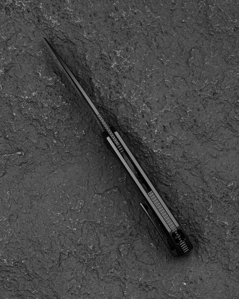 BESTECH MINI TAIPAN BT2603E-L Titanium Handle: 3.25'' Hollow Grinds MC Blade (Left-Hand Version)