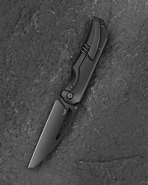BESTECH MINI TAIPAN BT2603E Titanium Handle: 3.25'' Hollow Grinds MC Blade