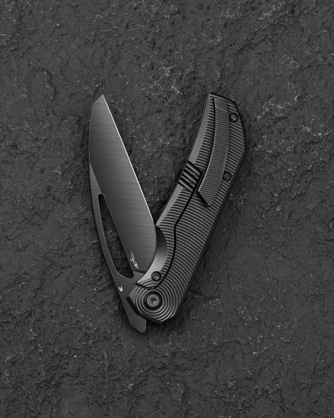BESTECH MINI TAIPAN BT2603E Titanium Handle: 3.25'' Hollow Grinds MC Blade