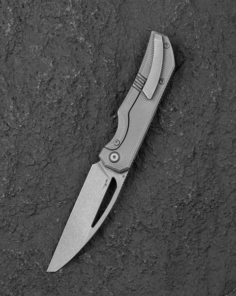 BESTECH MINI TAIPAN BT2603F Titanium Handle: 3.25'' Hollow Grinds MC Blade