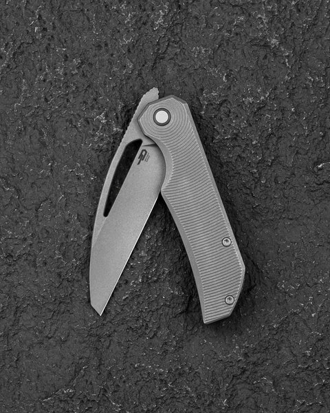 BESTECH MINI TAIPAN BT2603F Titanium Handle: 3.25'' Hollow Grinds MC Blade